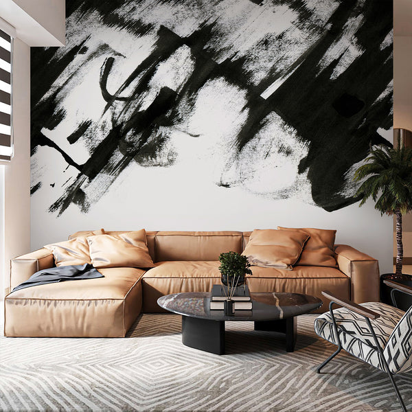 Black and White Abstract Wall Mural AM207