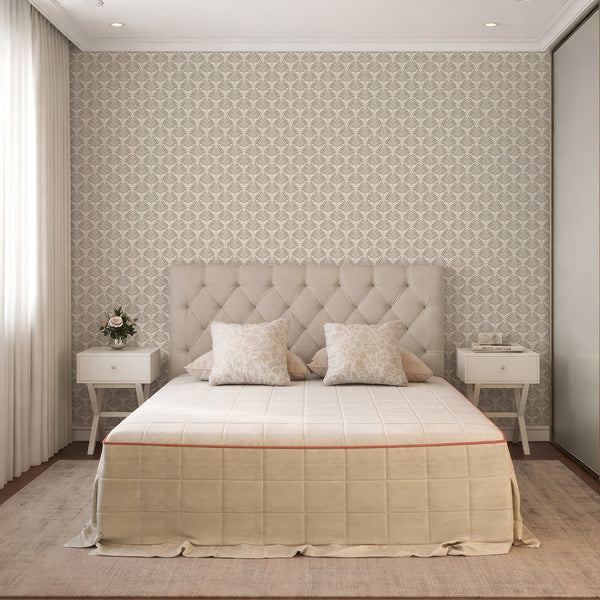 Taupe Beige Coastal Leaves Wallpaper L065