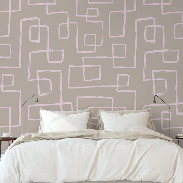 Abstract Pink Line Wallpaper W017 - CostaCover - Peel and stick Removable Wallpaper - Abstract - abstract lines - abstract wall art