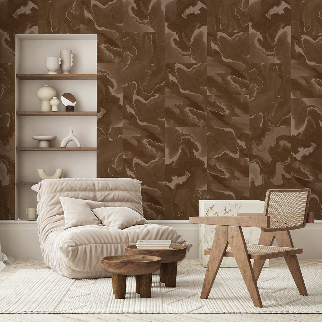 Brown Marble Squares Wall Mural AM035