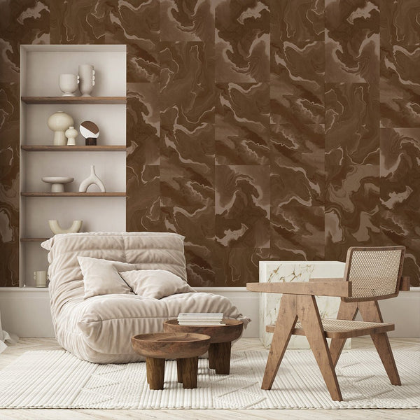 Brown Marble Squares Wall Mural AM035 - CostaCover - Peel and stick Removable Wallpaper - about walls - Abstract - Abstract Labyrinth Lines