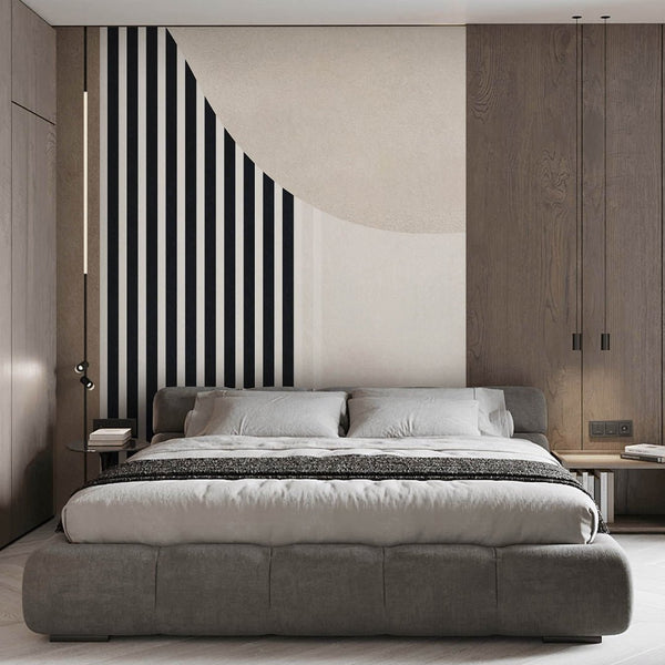 Beige Black Shapes Wall Mural AM047 - CostaCover - Peel and stick Removable Wallpaper - about walls - Abstract - abstract arches