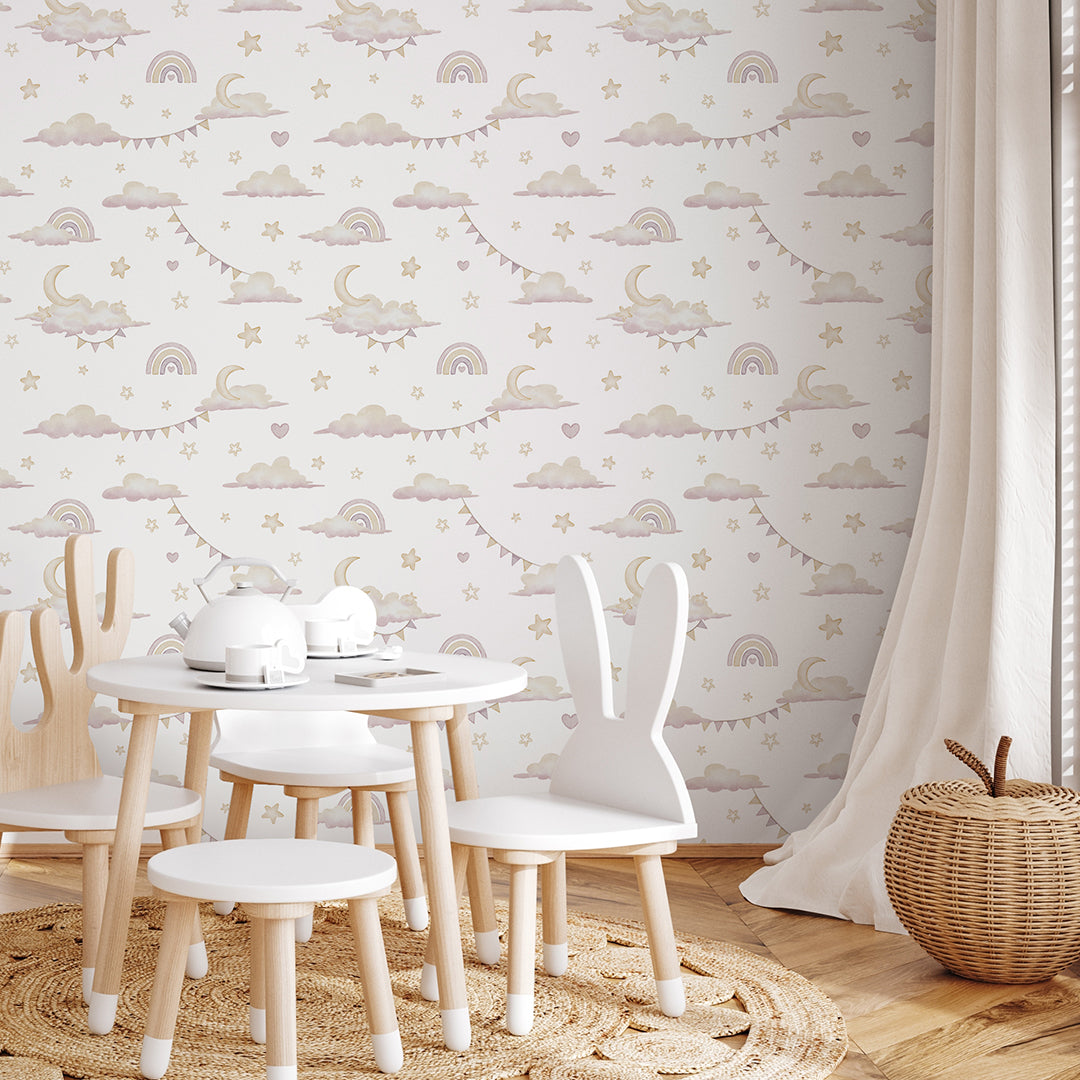 Tiny Rainbows & Clouds Wallpaper A048