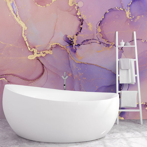 Lilac Purple Watercolor Ink Wall Mural CCM128 - CostaCover - Peel and stick Removable Wallpaper - abstract wallpaper - accent wallpaper - alcohol ink print