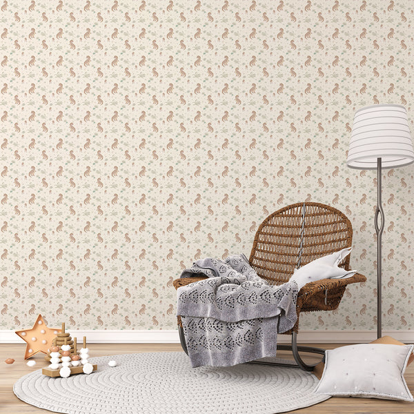 Beige Dinosaur Nursery Wallpaper L153