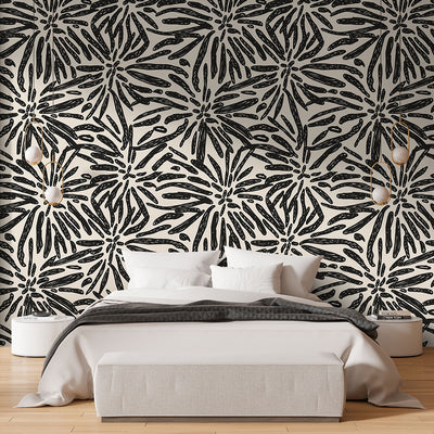 Black Beige Tribal Mudcloth Wallpaper W174