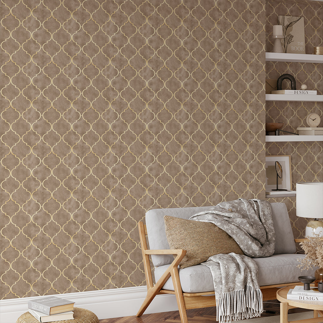 Light Brown Art Deco Wallpaper CC330