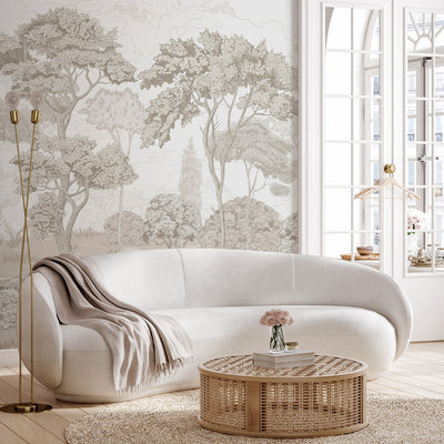 Beige Vintage Forest Wall Mural CCM195