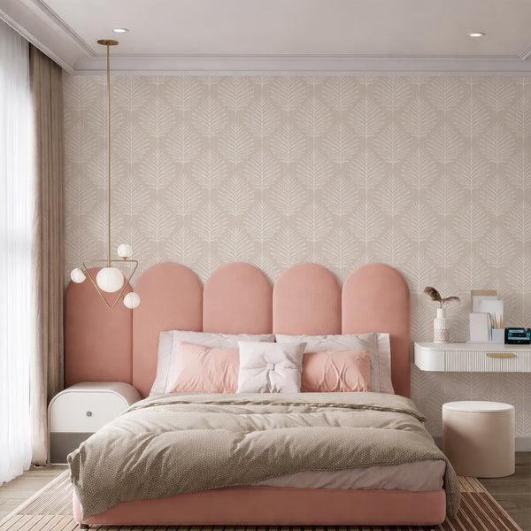 Neutral Beige Palm Leaves Wallpaper L054