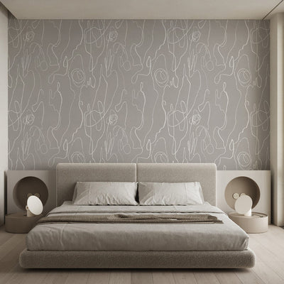 White & Gray Lines Wall Mural AM072