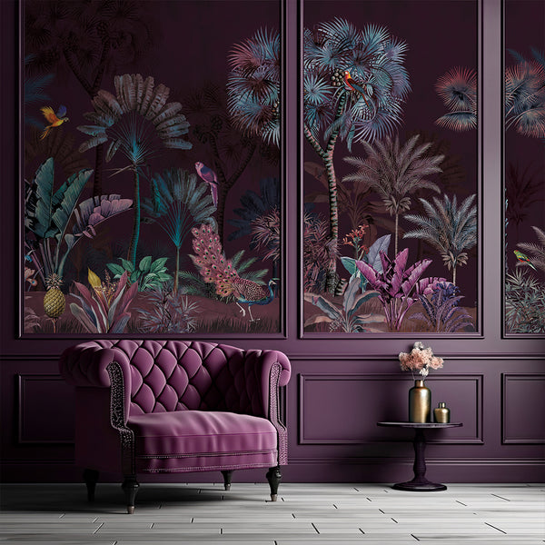 Dark Purple Tropical Jungle Wall Mural AM181