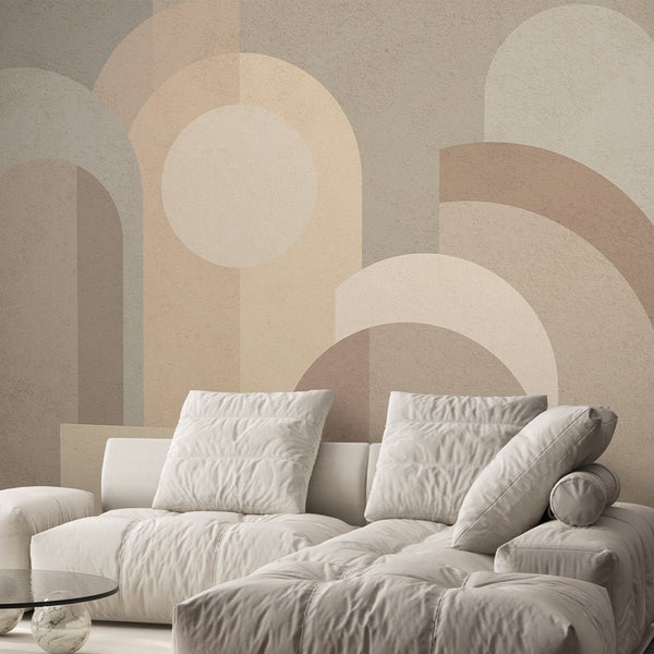 Beige Geometric Shapes Wall Mural AM001 - CostaCover - Peel and stick Removable Wallpaper - about walls - Abstract - abstract arches