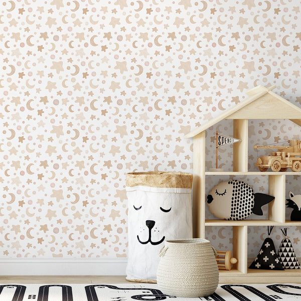 Tiny Beige Stars Wallpaper S126 - CostaCover-Peel and stick Removable Wallpaper-Abstract-abstract wall art-abstract wallpaper