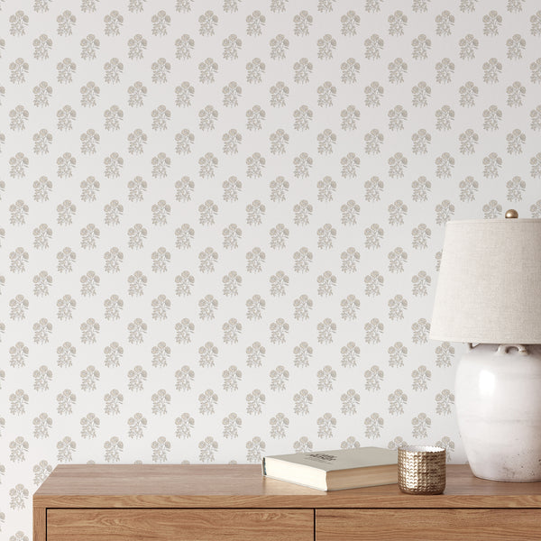 Beige Vintage Floral Wallpaper CC371