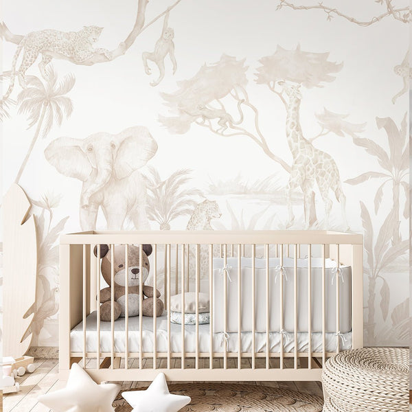 Neutral Animal Print Wall Mural CCM177 - CostaCover - Peel and stick Removable Wallpaper - accent wallpaper - adhesive wallpaper - animal print