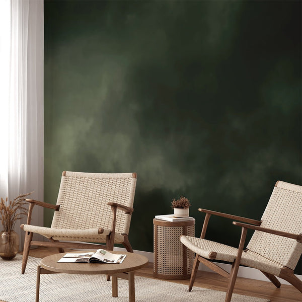 Dark Green Watercolor Wall Mural CCM203 - CostaCover - Peel and stick Removable Wallpaper - Abstract - abstract mural - abstract wall art