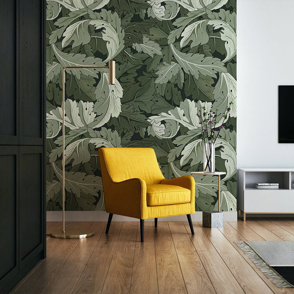 Green Acanthus by Morris Wallpaper W116 - CostaCover - Peel and stick Removable Wallpaper - abstract floral - abstract wallpaper - accent wallpaper