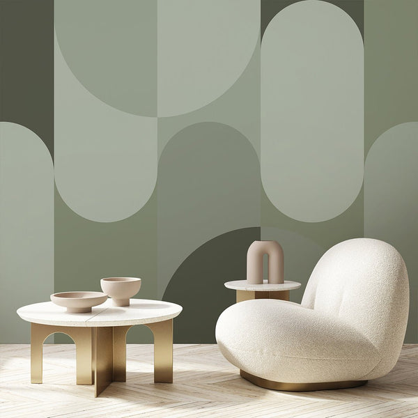Abstract Green Arches Wall Mural AM064 - CostaCover - Peel and stick Removable Wallpaper - about walls - Abstract - abstract arches