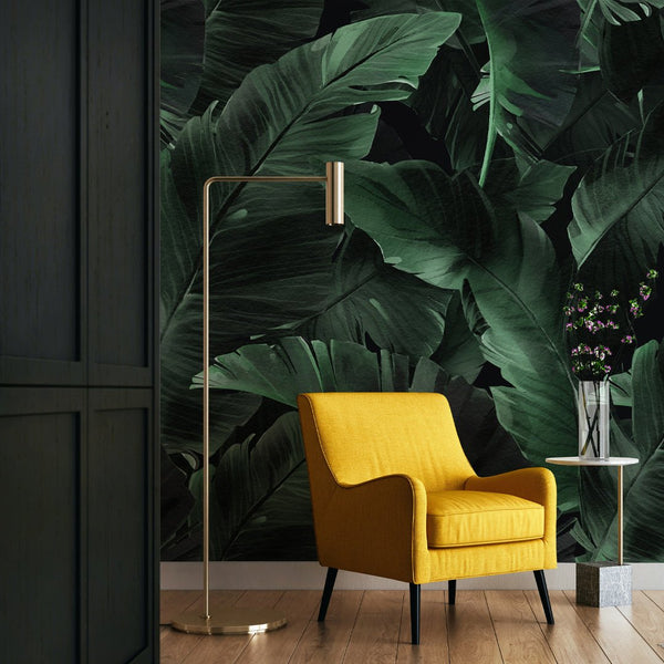 Dark Green Banana Leaves Wall Mural WM019 - CostaCover - Peel and stick Removable Wallpaper - banana leaves - Banana leaves wallpaper - bathroom wallpaper