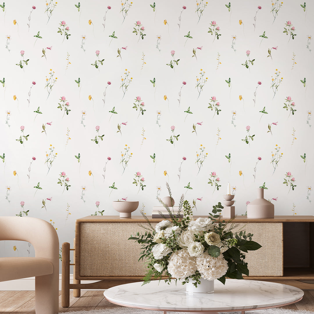 Colored Petite Wildflowers Wallpaper S068