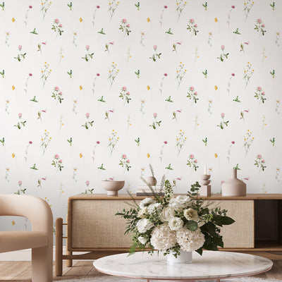 Colored Petite Wildflowers Wallpaper S068