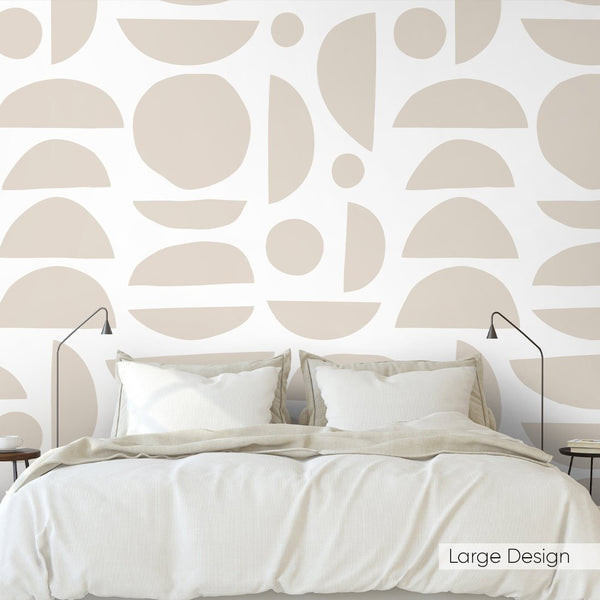 Beige & White Boho Stones Wallpaper W027 - CostaCover - Peel and stick Removable Wallpaper - Abstract - abstract lines - abstract wall art