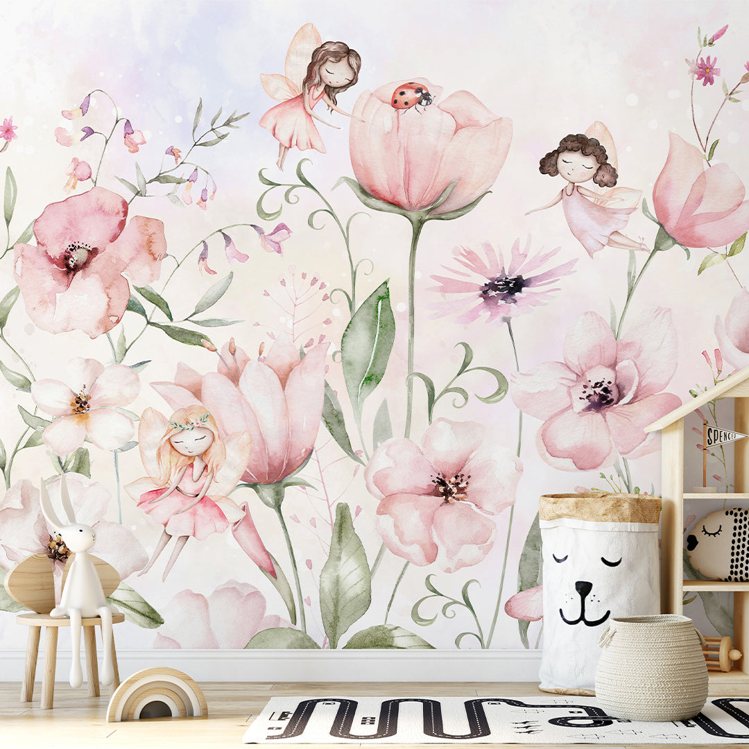 Cute Pink Flower Fairy Wall Mural SM053