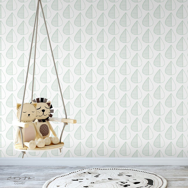 Minimalistic Green Leaves Wallpaper CC063 - CostaCover - Peel and stick Removable Wallpaper - adhesive wallpaper - adhesive wallpaper design - Backsplash panels