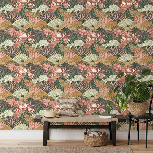 Colored Landscape Wallpaper CC352 - CostaCover - Peel and stick Removable Wallpaper - Abstract - abstract floral - abstract forest