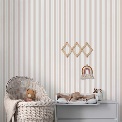 Pastel Peach Stripe Wallpaper S011