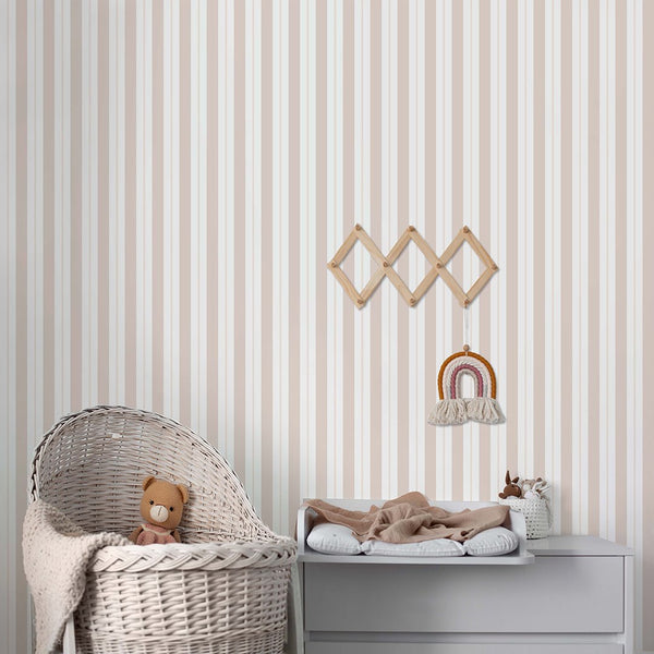 Pastel Peach Stripe Wallpaper S011 - CostaCover - Peel and stick Removable Wallpaper - abstract wallpaper - accent wallpaper - adhesive wallpaper