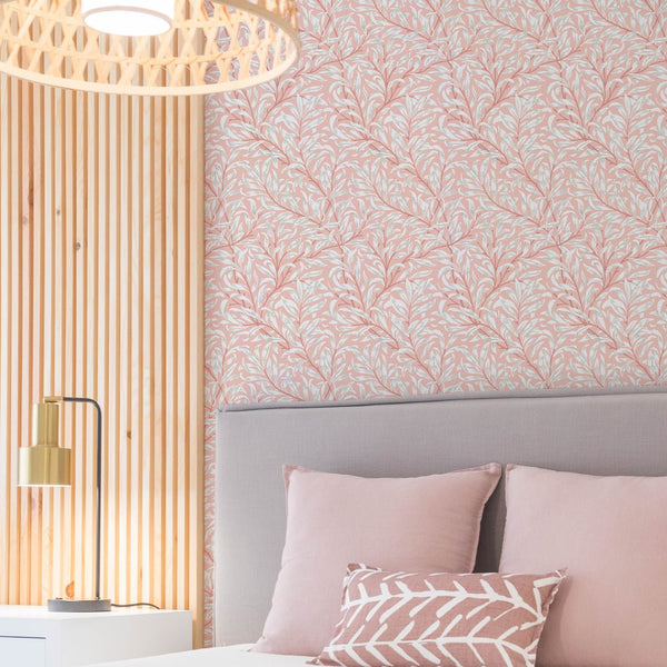 Pink & White Willow Bough by Morris Wallpaper W089 - CostaCover - Peel and stick Removable Wallpaper - abstract wall art - abstract wallpaper - accent wallpaper