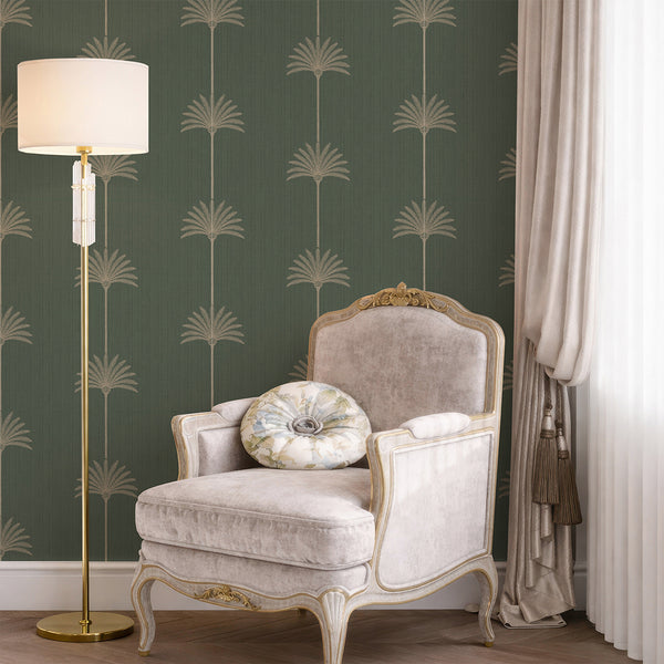 Emerald Green Palm Tree Wallpaper L007