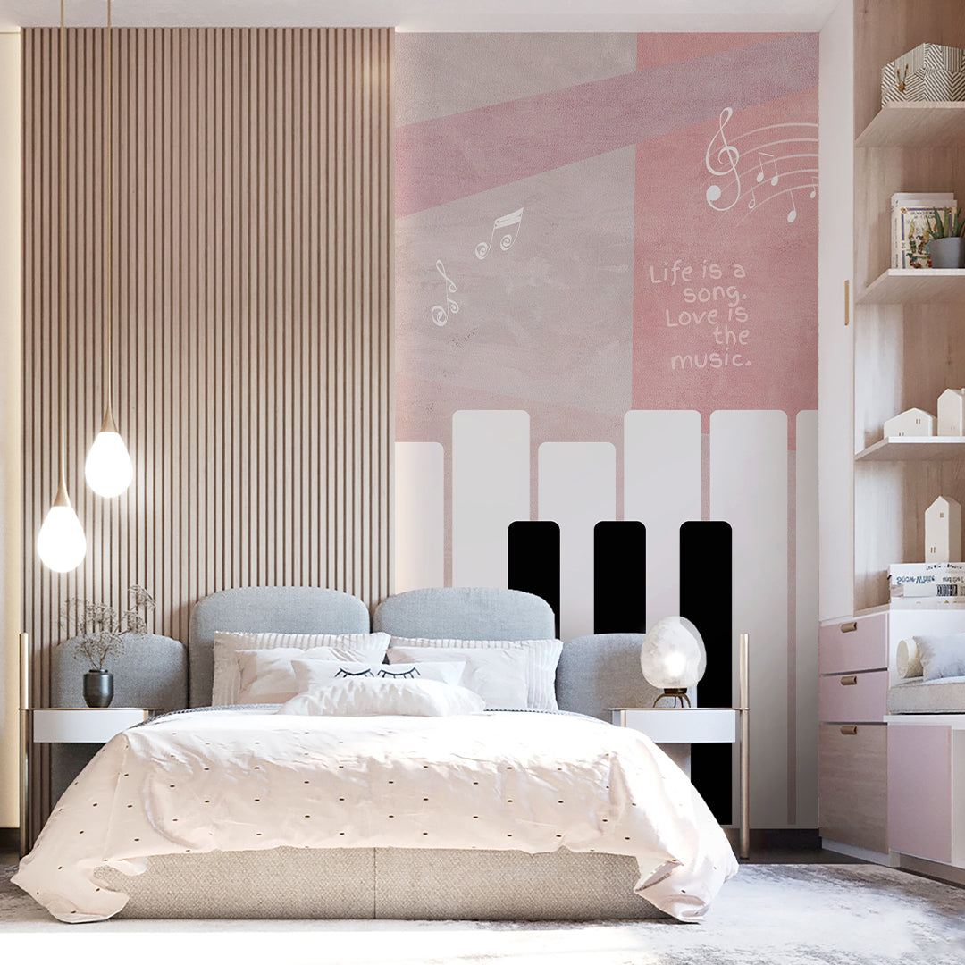 Pink Beige Piano Keys Wall Mural SM104