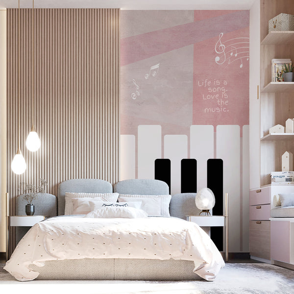 Pink Beige Piano Keys Wall Mural SM104