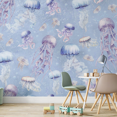 Blue Purple Jellyfish Wall Mural SM062