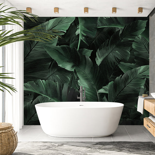 Dark Banana Leaves Wall Mural WM019