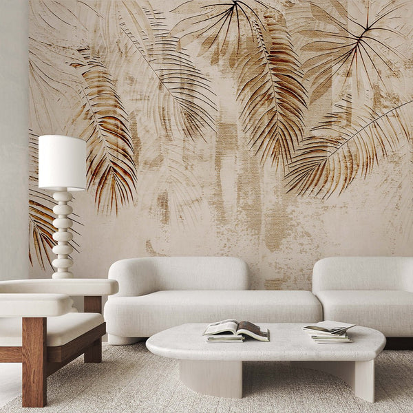 Abstract Beige Banana Leaves Wall Mural CCM200 - CostaCover - Peel and stick Removable Wallpaper - Abstract - abstract lines - abstract mural