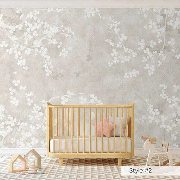 Pale Pink & Beige Sakura Wall Mural CCM152 - CostaCover - Peel and stick Removable Wallpaper - adhesive wallpaper - baby bedroom - bathroom wallpaper