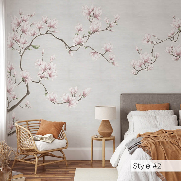 Blossom Sakura Grasscloth Wall Mural CG010 - CostaCover - Traditional Wallpaper - abstract wallpaper - bedroom wallpaper - beige wallpaper