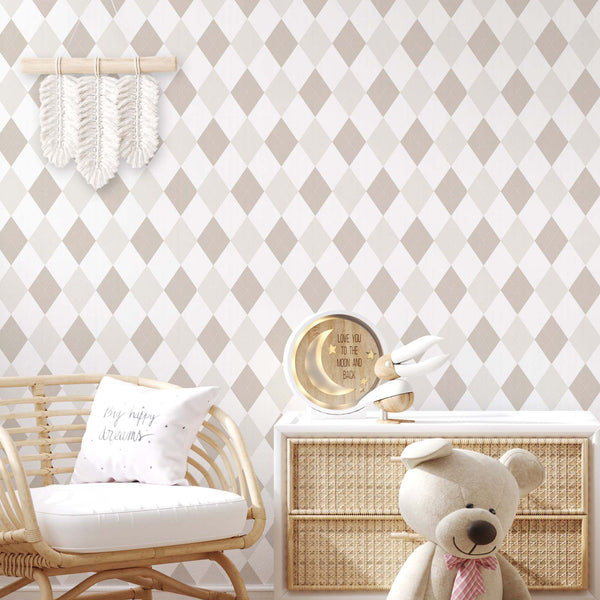 Two Color Beige Rhombus Wallpaper S021