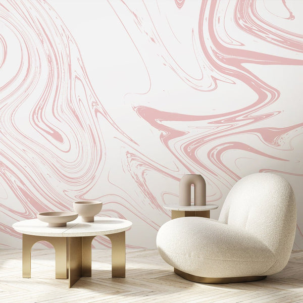 White Pink Marble Wall Mural AM057 - CostaCover - Peel and stick Removable Wallpaper - about walls - Abstract - Abstract Labyrinth Lines
