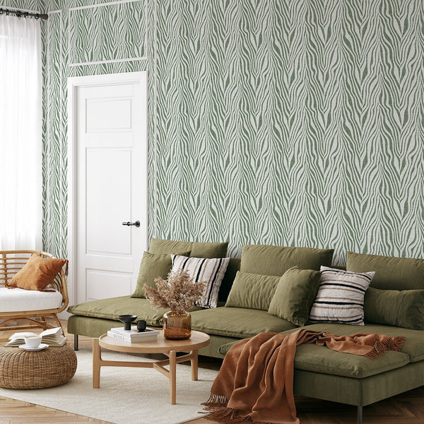 Abstract Green Zebra Grasscloth Wallpaper CG020 - CostaCover - Traditional Wallpaper - Abstract - Abstract Labyrinth Lines - abstract lines