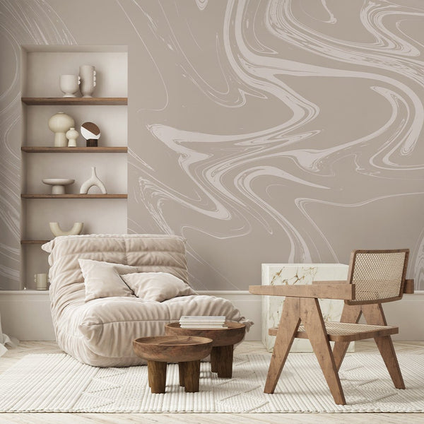 Beige Marble Wall Mural AM055 - CostaCover - Peel and stick Removable Wallpaper - about walls - Abstract - Abstract Labyrinth Lines
