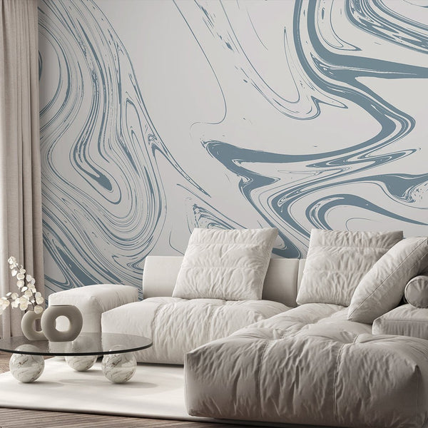 Blue Gray Marble Wall Mural AM052 - CostaCover - Peel and stick Removable Wallpaper - about walls - Abstract - abstract lines