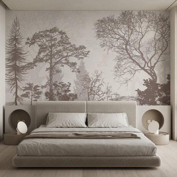 Retro Brown Forest Wall Mural AM039 - CostaCover - Peel and stick Removable Wallpaper - about walls - Abstract - abstract lines