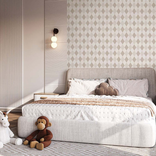 Two Color Beige Rhombus Wallpaper S021 - CostaCover - Peel and stick Removable Wallpaper - abstract wallpaper - accent wallpaper - adhesive wallpaper