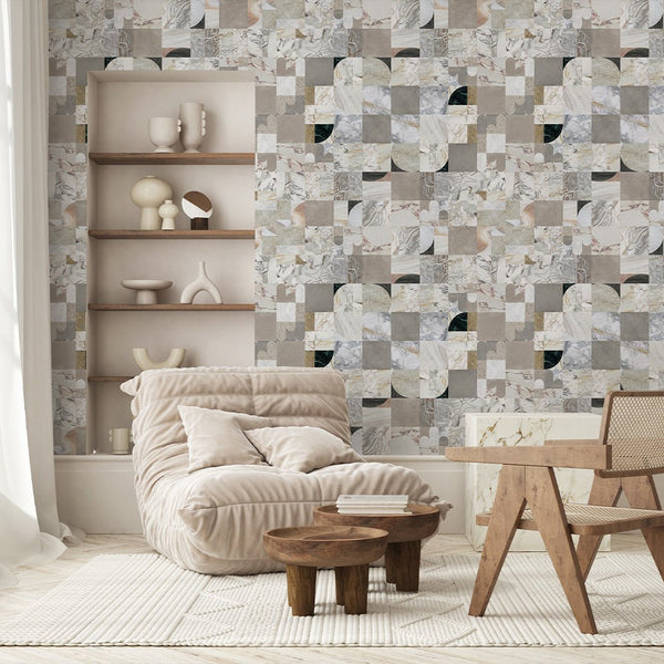 Square Marble Tile Wallpaper A011 - CostaCover - Peel and stick Removable Wallpaper - about walls - abstract marble - abstract wallpaper