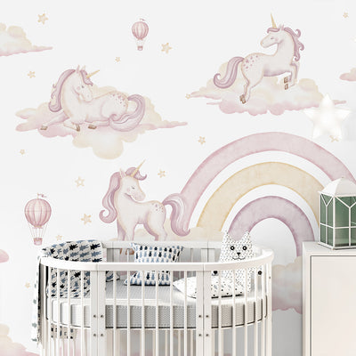 Unicorns & Rainbow Wall Mural AM134