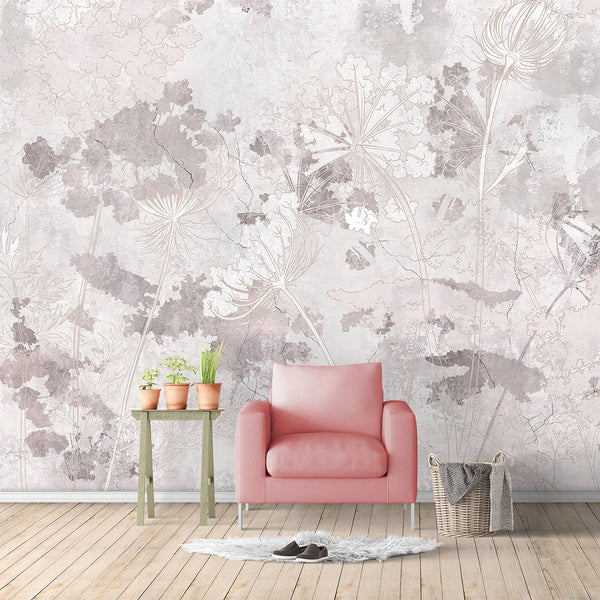 Gray & Pink Concrete Wall Mural CCM139 - CostaCover - Peel and stick Removable Wallpaper - abstract wallpaper - accent wallpaper - adhesive wallpaper